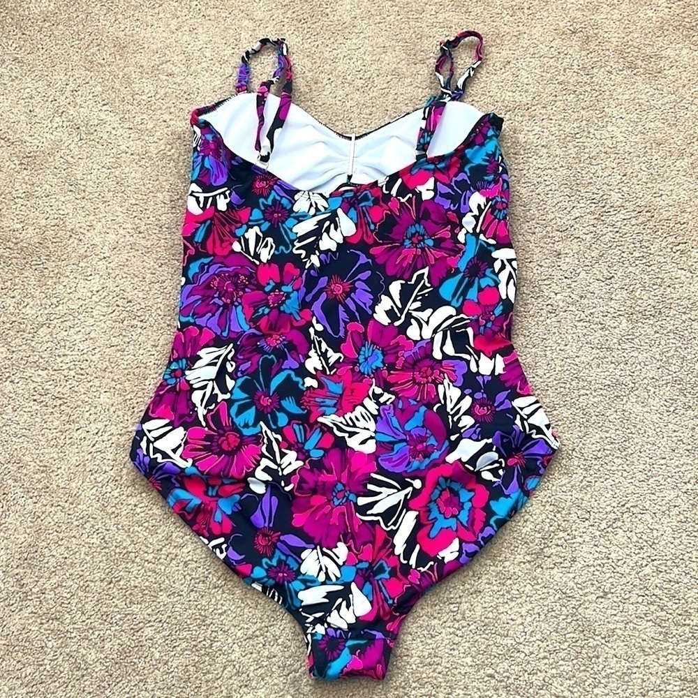 Anne Cole Floral Adjustable Straps One Piece Swimsuit - NWOT - Picture 3 of 8